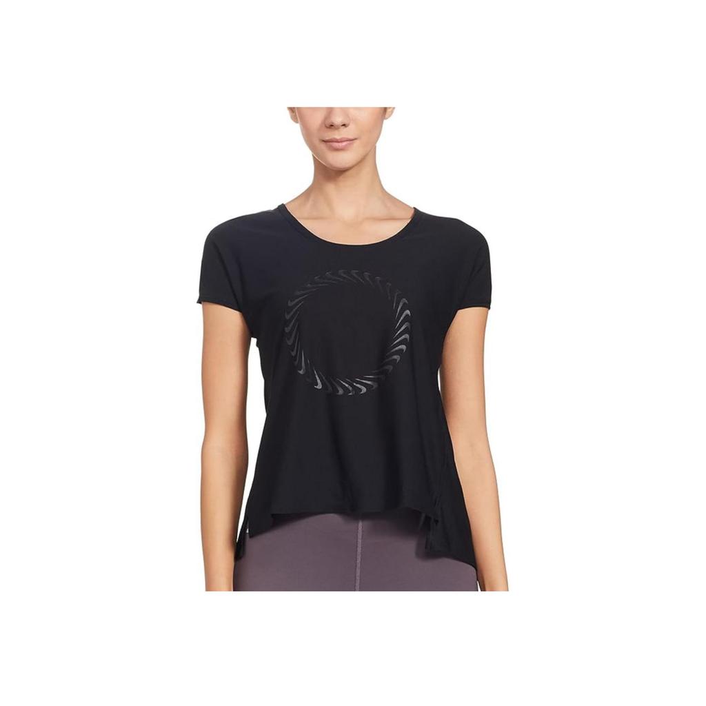 Nike Round Neck Casual Solid Logo Running Quick-Dry Short Sleeve T-Shirt Women Tops Black CZ9607-010