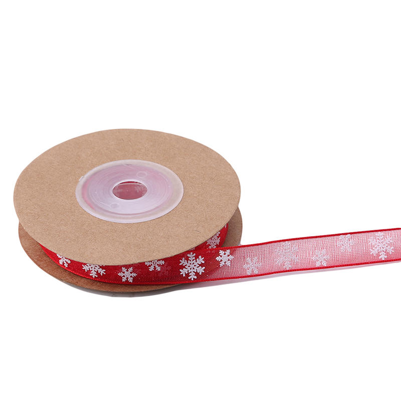 Christmas Printed Ribbons Crafts Sewing Clothing Gift Bow Natural Organza Satin Ribbon Wedding Diy Trim Fabric Decor Accessories