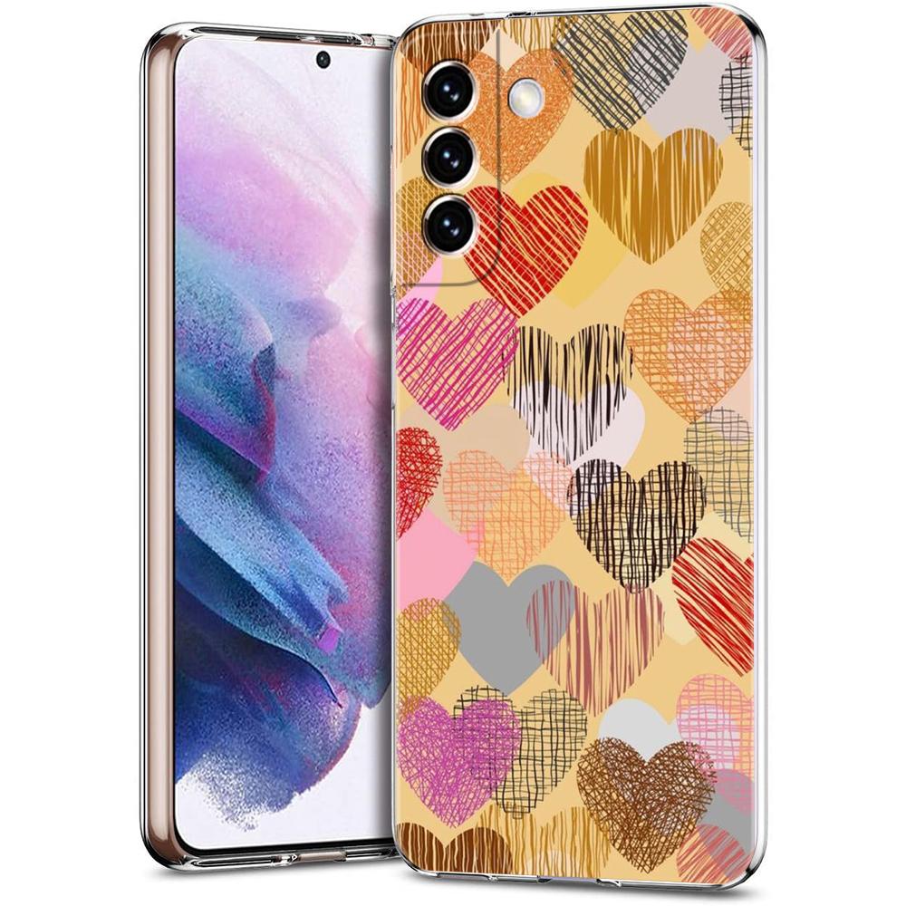 Colorful Love Heart Phone Case For Samsung Galaxy S24 Ultra S23 FE S22 S20 S21 5G S10 S9 Plus S10E S8 Soft Silicone Clear Cover