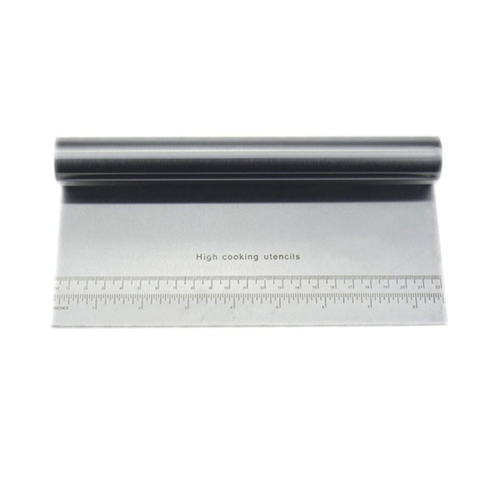 Dough Scraper Clear Scale Stainless Steel Dough Cutter with Ergonomic Handle for Bread Cake Baking