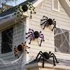 Gruselig niedlicher Spinnen-Plüsch, Große Halloween-Dekoration, Weiches haariges gruseliges Requisit, Pelzige umweltfreundliche Spinnen für draußen und drinnen, Garten, Zuhause, Spukhaus