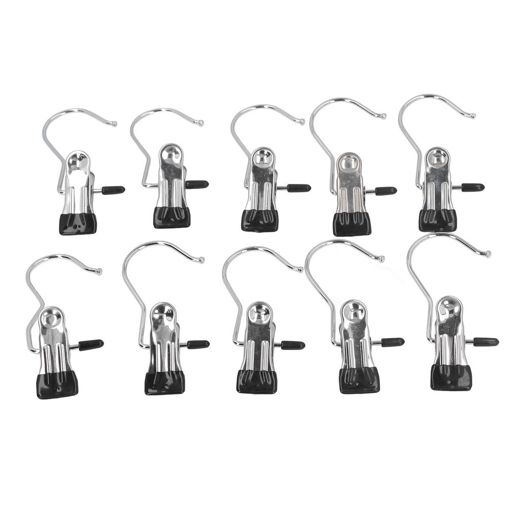 10Pcs Short Tail Hanger Clip Stainless Steel Heavy Duty Multifunctional Hanging Clips Hooks for Files Clothes Socks