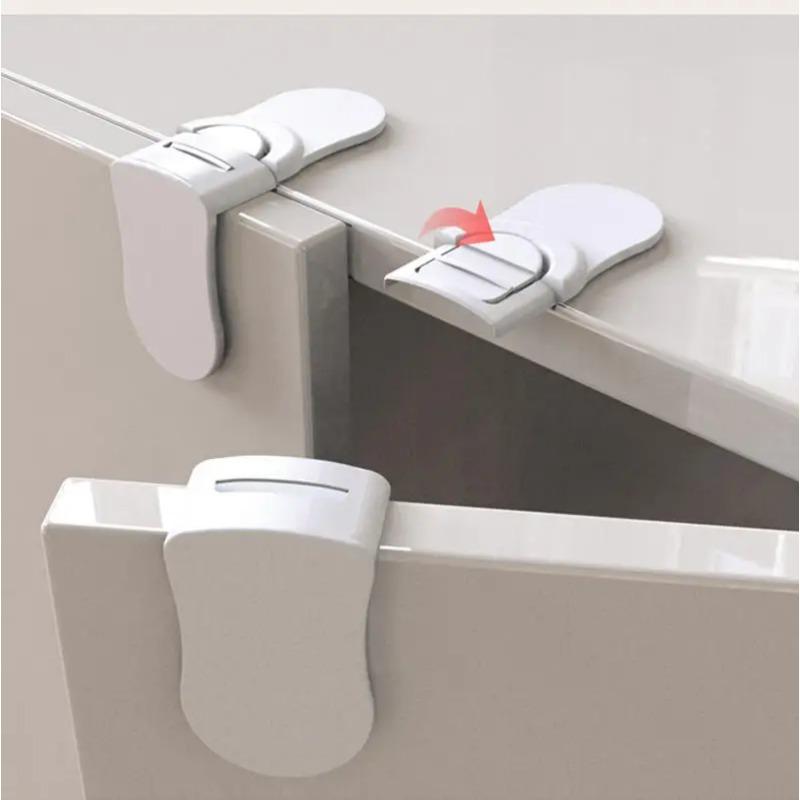 5Pcs White Locks Right Angle Safety Drawer Child Safety Cabinet Locks