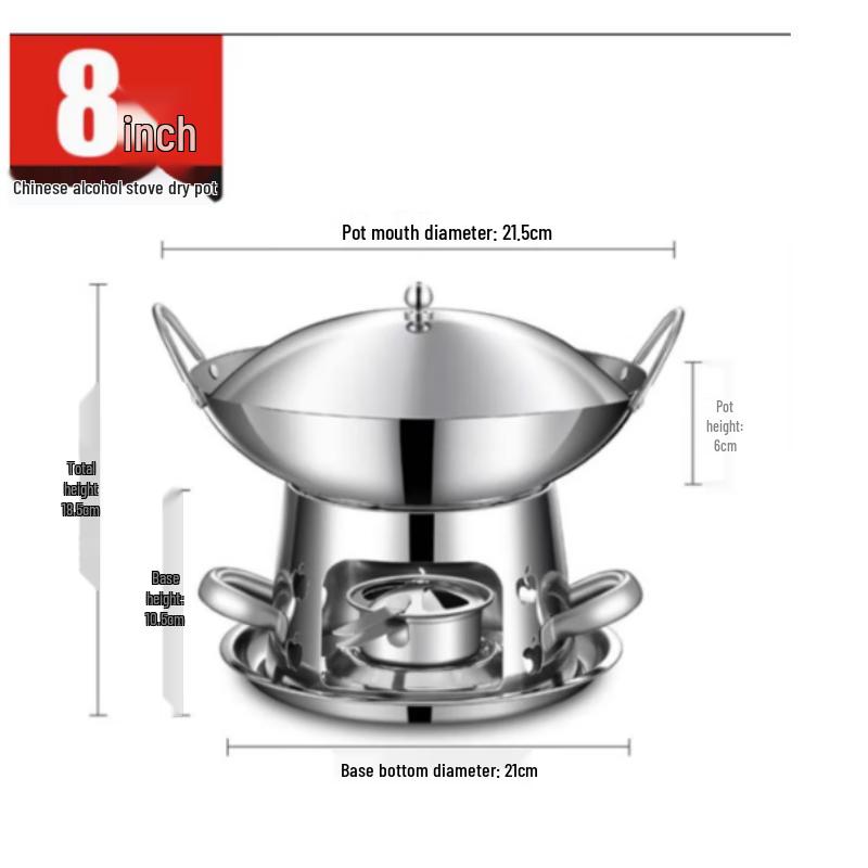 GOWKE Thickened Stainless Steel Alcohol Hot Pot Set