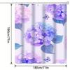Vibrant Floral Butterfly Shower Curtain - Purple & Blue Hydrangea Art Design, All-Season Nature Bathroom Decor