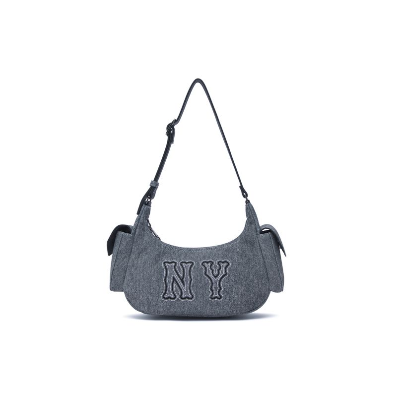 MLB New York Yankees 24FW NY Letter Logo Zipper Shoulder Bag Unisex Shoulder Bag 3ABQM034N-50BKS