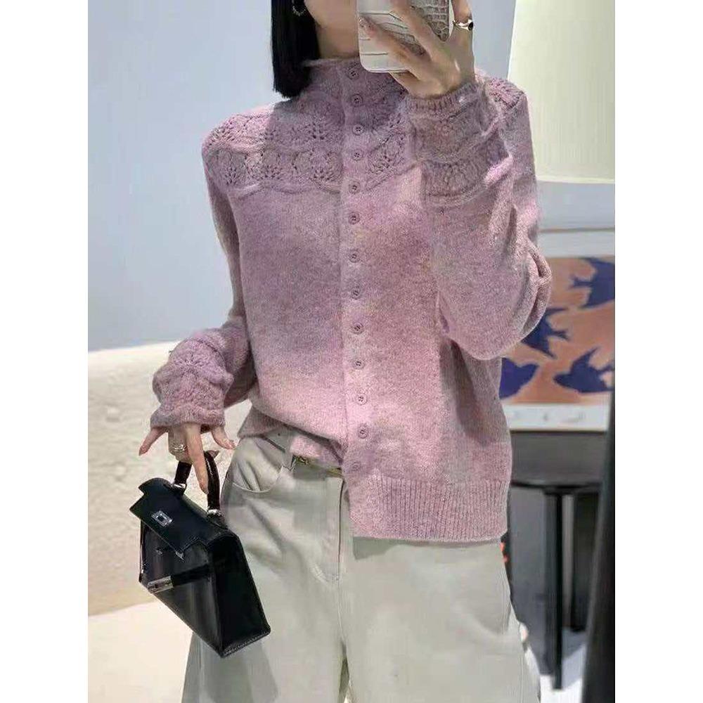 Feen-Stil Offener Halbrollkragen Pullover Damen Herbst/Winter Weicher Stil Strickmantel mit Lockerem und Dünnem Design, Geeignet zum Lagenlook.