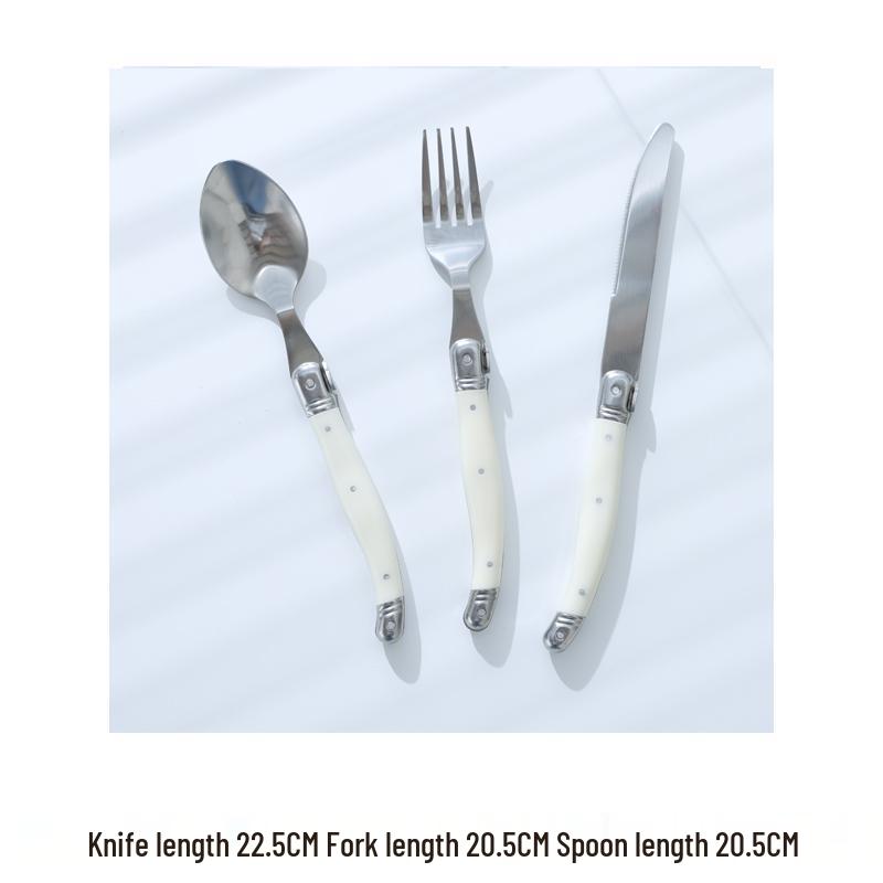 Nordic Gold Rim Steak Knife & Fork Plate Set - Western Dining & Breakfast Tableware