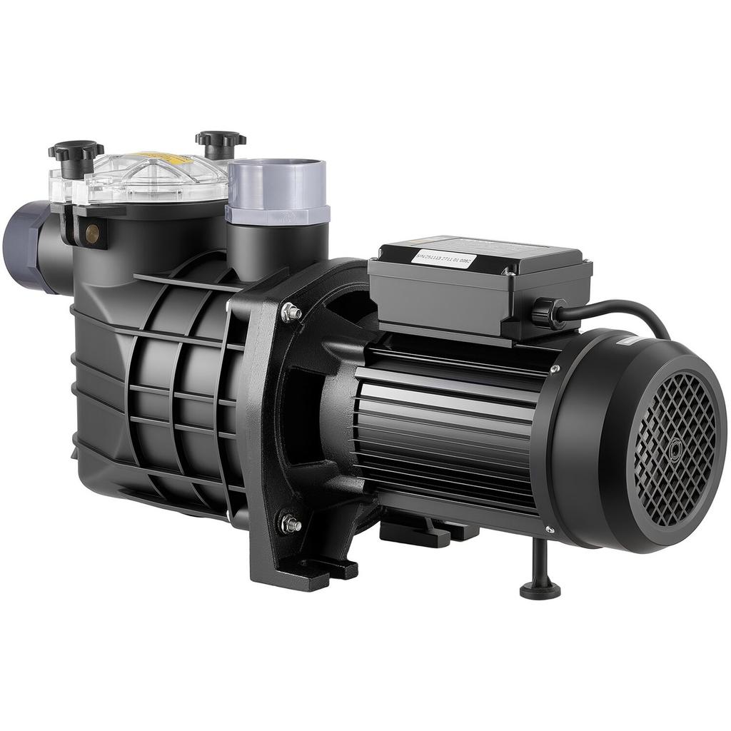 Zwembadpomp, 3000W, 35.000 L/U Maximaal Debiet Eén Snelheid Zwembadpomp, AC 220-240V, 2860 RPM, 19 m Maximale Opvoerhoogte, met 24-Uurs Timer & Filtermand, voor