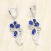 WPAITKYSRoyal Blue Zircon Silver Color Wedding Jewelry Sets Women Earrings Ring Necklace Bracelet Gift Box