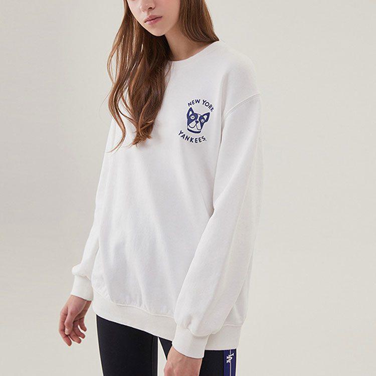 MLB Sweatshirts Unisex Ivory White Crew Neck Moderate Regular 31MTC2941-50I