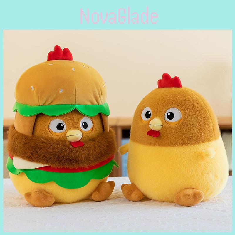 Adorable Hamburger Chicken Plush Toy Cute Yellow Chicken Doll With Soft Filling