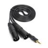 Plug and Play Microphone Cable 1/8 Inch to 3-Core Double XLR Audio Adapter Cable  Audio Recording