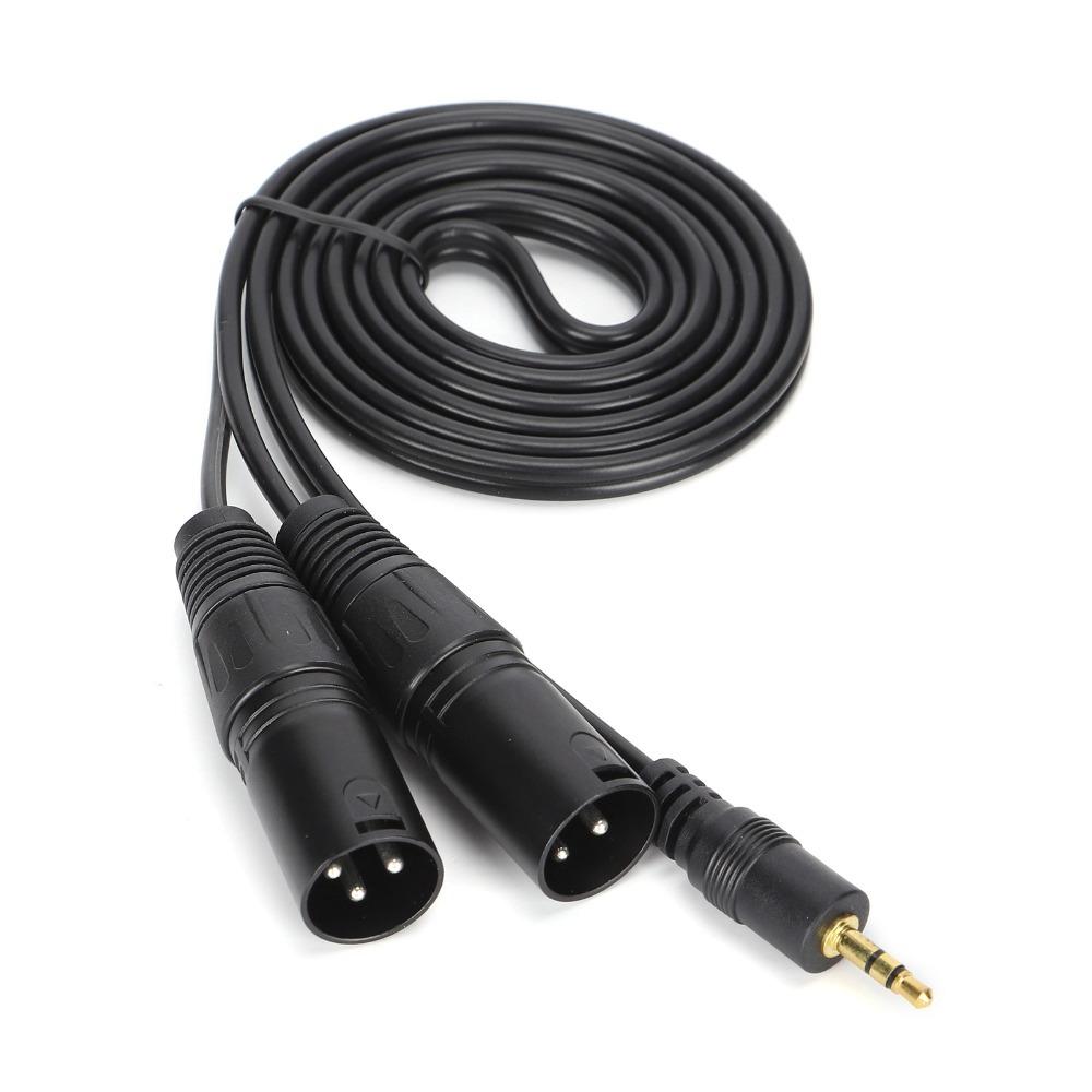 Plug and Play Microphone Cable 1/8 Inch to 3-Core Double XLR Audio Adapter Cable  Audio Recording