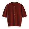 Spring/Summer Women's Silk-Like Round Neck 5-Point Sleeve Cardigan