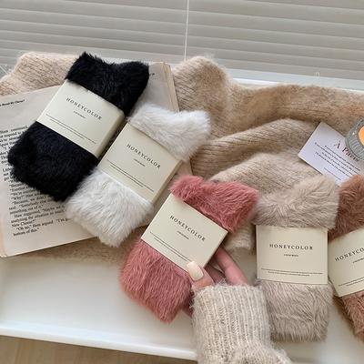Calzini invernali da donna in velluto e cashmere, tinta unita, morbidi e spessi, morbidi e soffici, per dormire, per la casa
