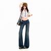 Autumn new retro micro-pull jeans American low-rise spice girls washed and old versatile flared pants women
