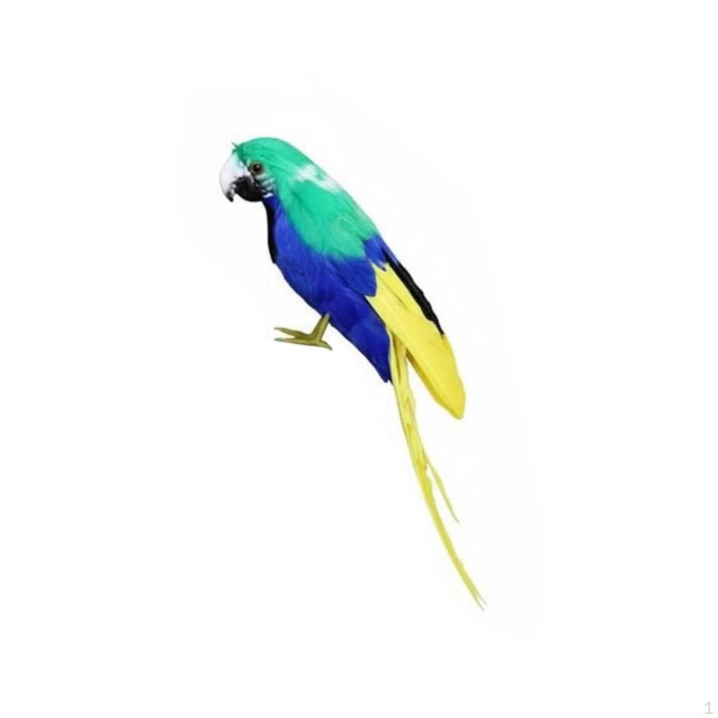 Feathered Parrot Figurine Handmade Artificial Decoration Colorful for Party, Garden, Patio a