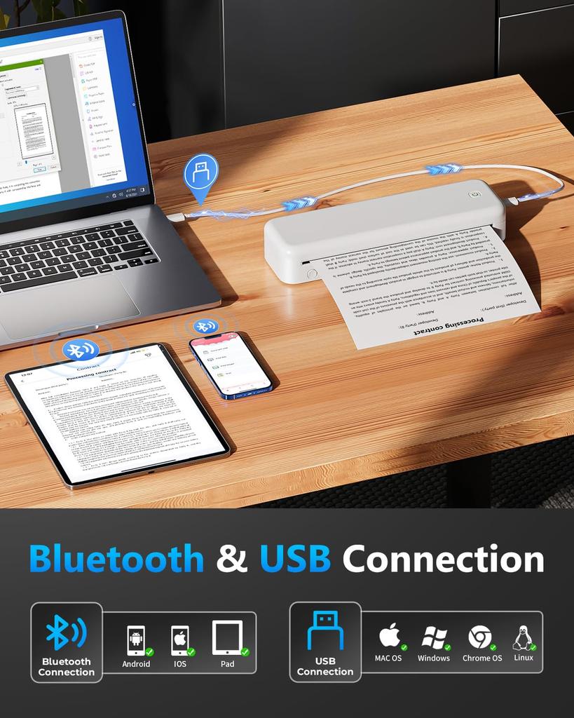 Itari M834 Mobile Printer A4 A compact and portable printer that is easy to Compatible with a wide range of it can print in wide sizes of With