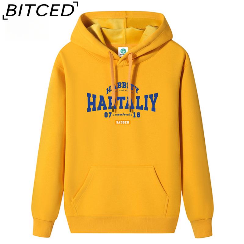 BITCED Cotton Long Sleeve Men's Loose Large Size Printed Sports Bottom Long Sleeve T-Shirt Top