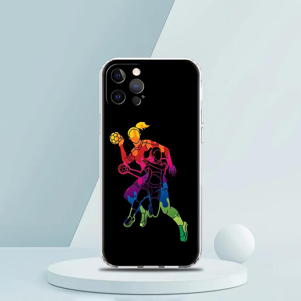 For iPhone 15 16 14 13 12 mini 11 Pro Max XS X XR SE 7 8 Plus Silicone Clear Cover Handball Sport Luxury Phone Case