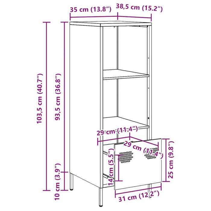 VidaXL Buffet haut rose 35x39x103,5 cm acier, armoire à livres, armoire à livres moderne, étagère à livres, étagère et 851377