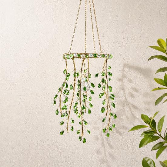 Cattura Sole Ramo di Salice Cristallo Finto Decorazione Esterna a Cascata di Perline Campanellino a Vento per Giardino Portico Patio Cortile Finestra