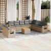 VidaXL Garden Lounge Set with Cushions 11 Pcs, Patio Sofas, Patio Furniture Set, Outdoor Furniture, Beige 3224638
