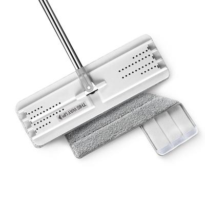 JOYMOOP Flat Microfiber Mop for Floor Cleaning Wall Cleaning Cm Mop Handle Flexible 33 Cm Flat Head with Microfiber Mop Pad White Mop, 125.5 -