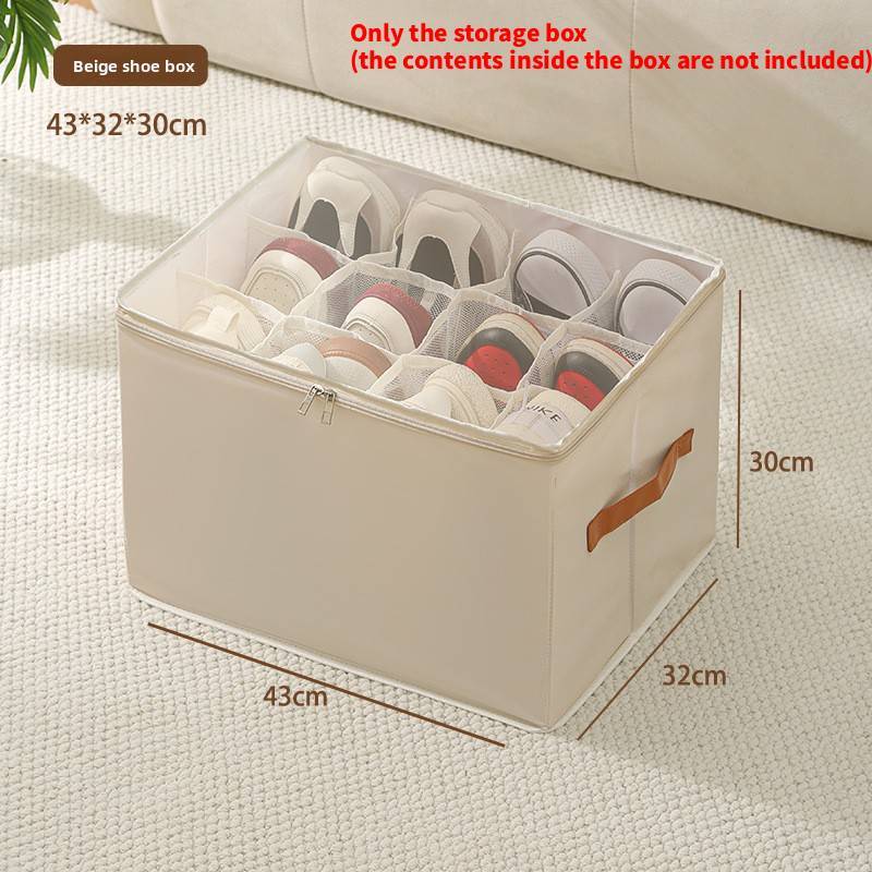 Oxford Cloth Shoe Storage Box With Lid And Dividers For Bedroom Closet Organization