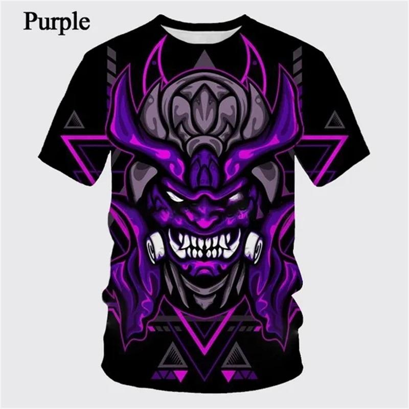 Japanische Geist Prajna Grafik T-Shirts für Herren 3D-Druck Rundhals Lässige Kurzarm-T-Shirts Personalisierte Herren-T-Shirts