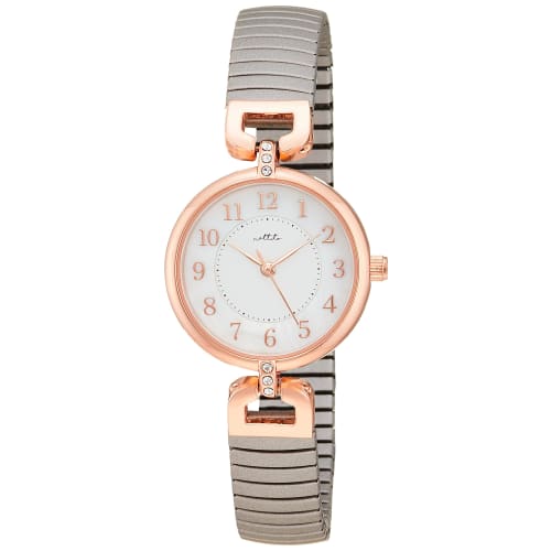 

Fieldwork Women s Analog Watch with Accordion Pattern and Metal Band, Pink Gold, Gray, YM068-4