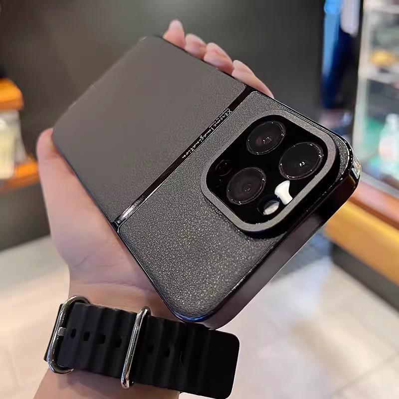 Applicable To Apple 16 ProMax Qihang Plain Leather Mobile Case IPhone 15 Frosted Advanced Sense 14 Anti Fall Protection Case