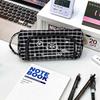 Cat Lattice Pattern Pen Bag With Spacious Interior For Study And Office Use