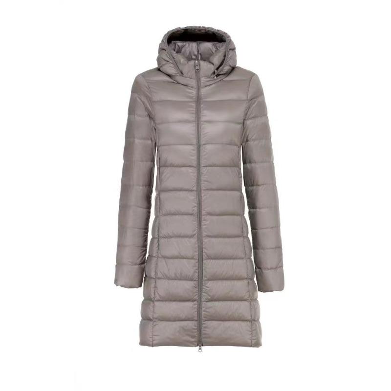 Feather New Women's Solid Color Women's Clothing Hooded and Hooded Removable Down Jacket Medium and Long Large Size Jacket