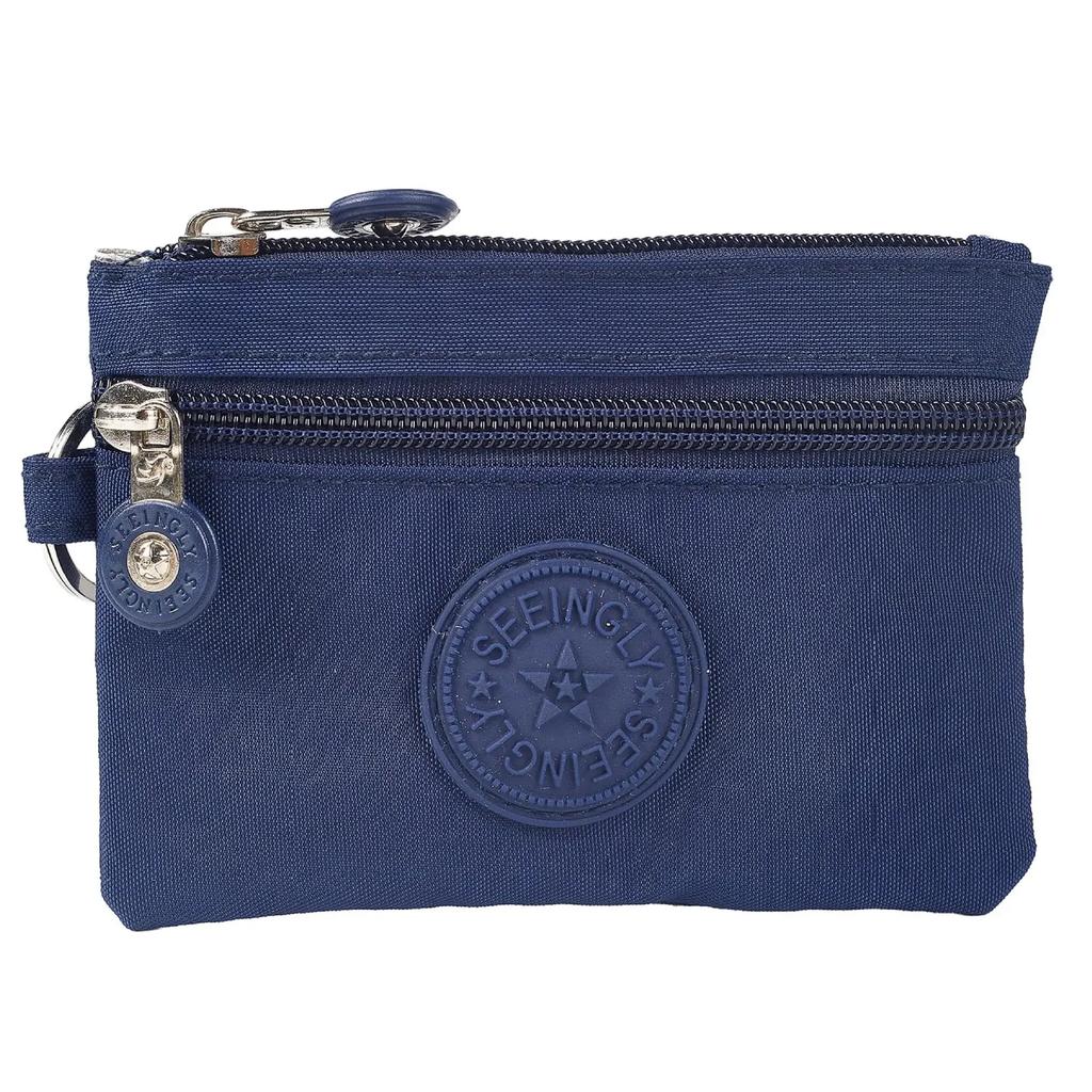 Nylon Solid Color Long Short Bank ID Credit Card Wallet Coin Keys Bags Purse Earphone Storage Bag Purse Pouch Double Zipper