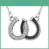 Unique Black And White Diamond Accented U Shape Necklace Perfect For Gifts