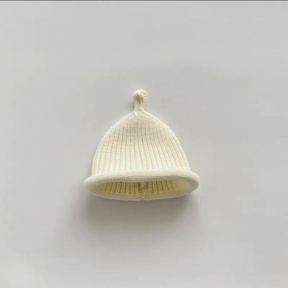 Cute Korean Style Baby Knit Cap Keep Warm Solid Color Baby Hat Thick Baby Beanie Hats Winter белый