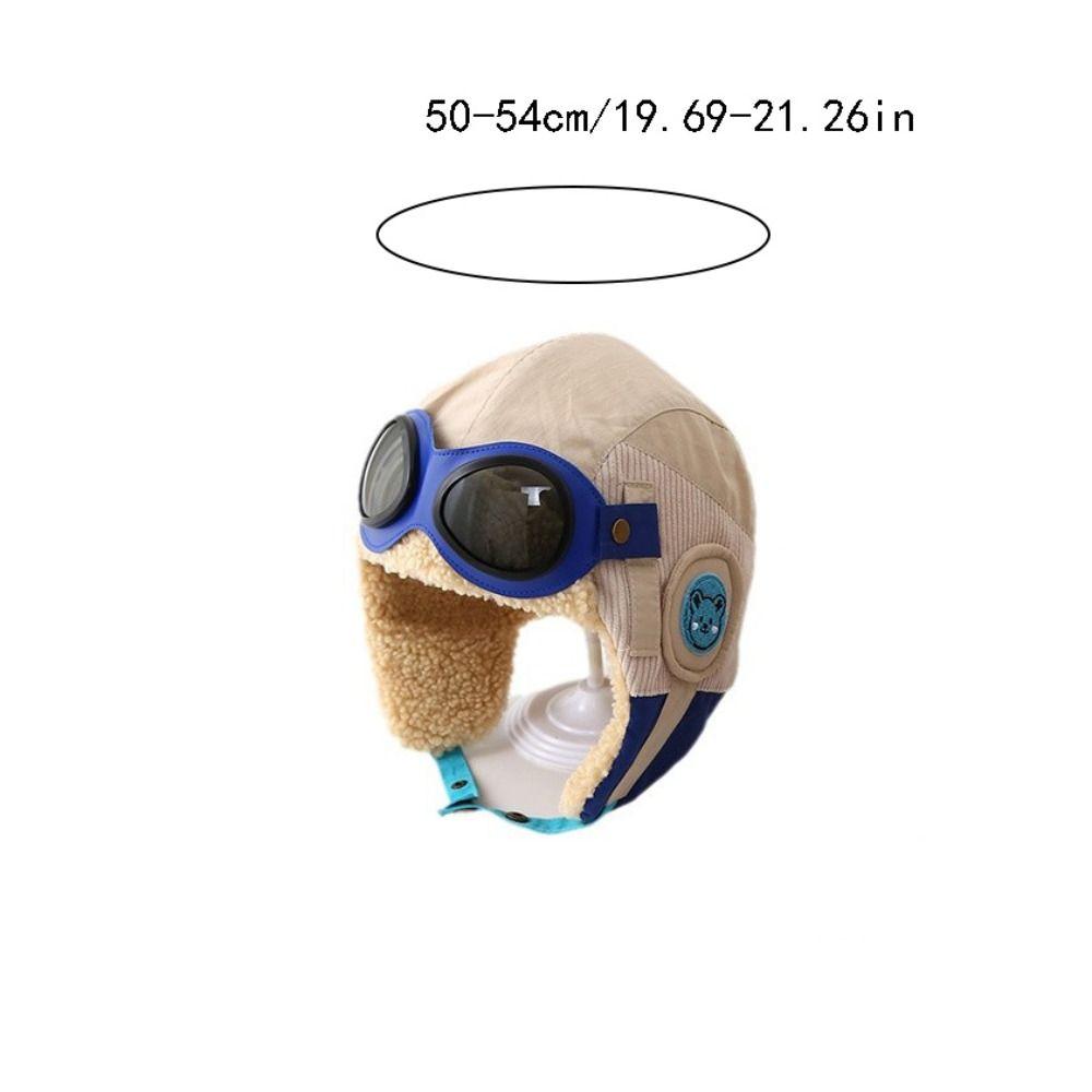 Winter Warm Children's Plush Pilot Hat Soft Cute Kids Earflap Hat with Glasses Earmuff Lei Feng Hat Outdoor