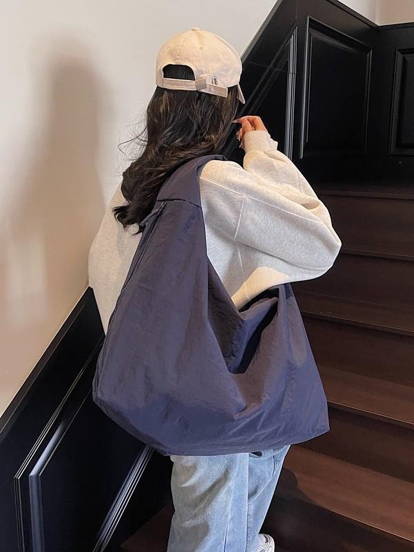 Nylon Casual Shoulder Bag With Zipper Closure For Daily Use