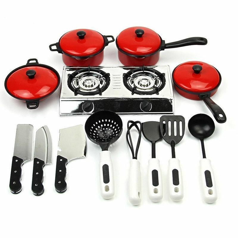 Delightful 13pcs Kid Play House Toy Kitchen Utensils Cooking Pots And Pans Set