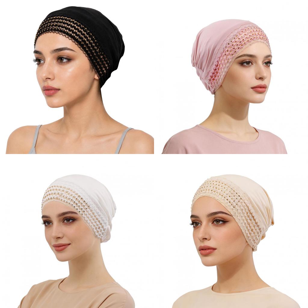 Silk Cotton Sunshade Headscarf With Adjustable Fit And Rhinestone Decor For Summer And Winter Fashion