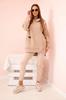 Beżowy Komplet Bluza Oversize Z Kapturem + Legginsy