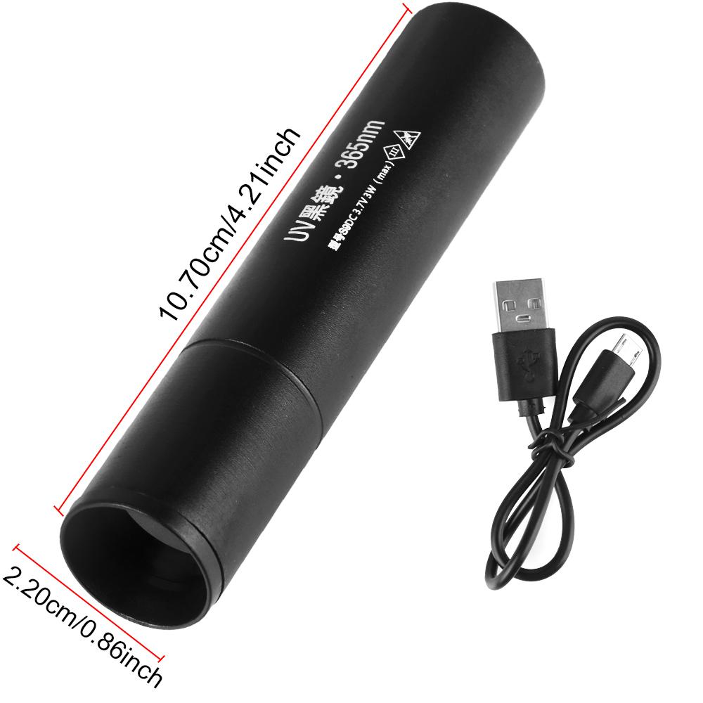 UV Svítilna 365nm Moč Domácích Zvířat Černé Světlo Ultrafialová Svítilna SV57 Kočičí tinea Detekce Peněz Rudy Štírů USB Dobíjecí 3W