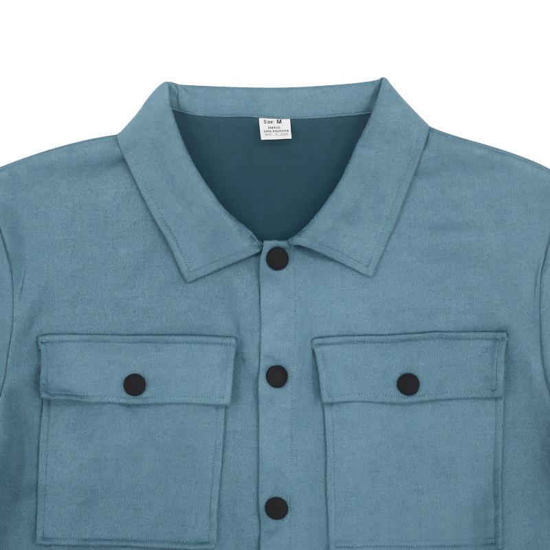 Pánský podzimní a zimní semišový slim fit komplet sako a kalhoty - evropský a americký styl