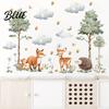 Forest Animal Wallpaper for Home Decor Watercolor Animals Wall Stickers Cute Fox Deer Hedgehog PVC Waterproof Decals Gentle Healing Style