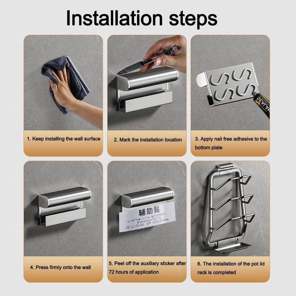 New Multi-Layer Pot Lid Holder Wall Hanging Punch-Free Pot Cover Rack Multifunctional Cutting Board Shelf for Kitchen