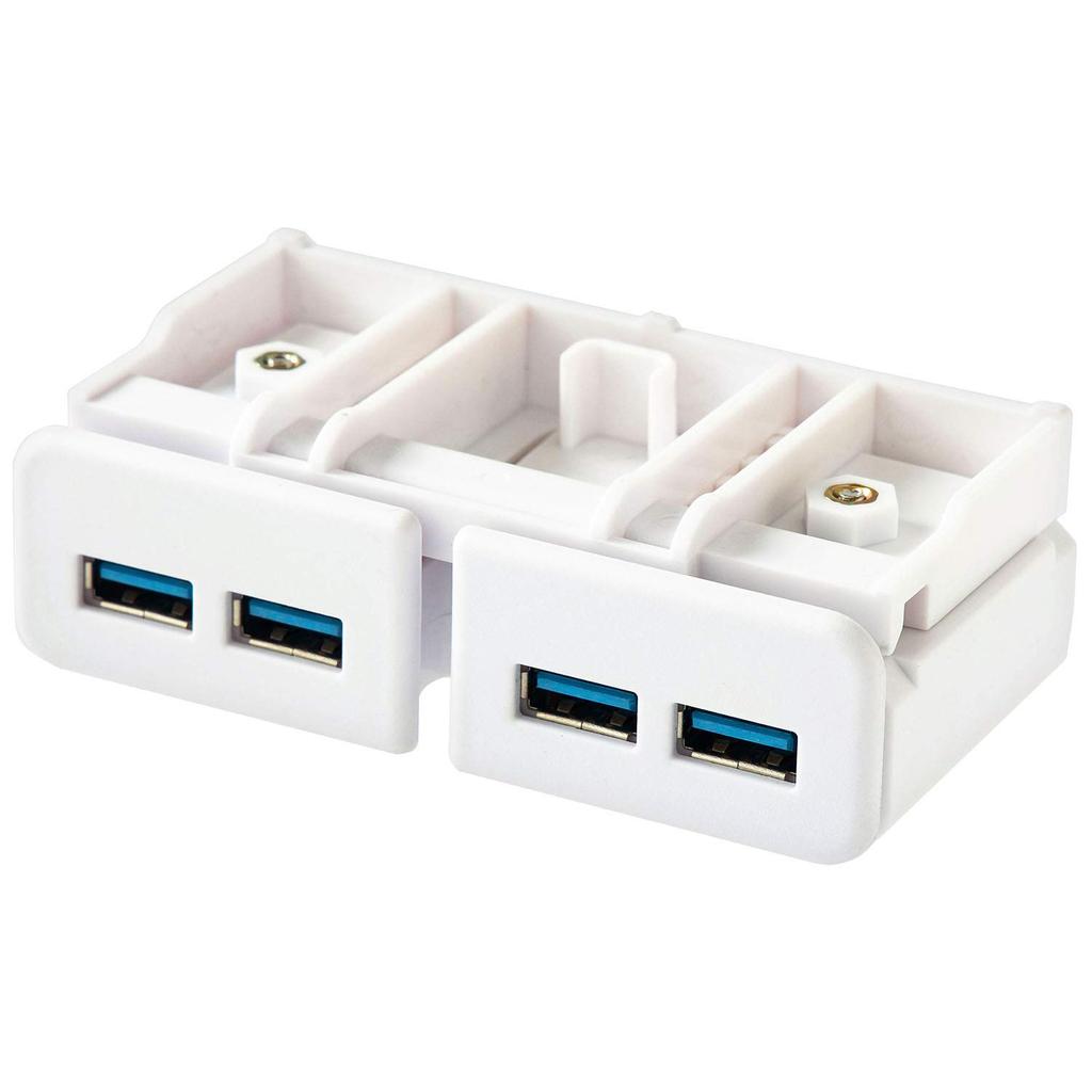 LIHIT LAB Computer Stand, Monitor Stand, USB, USB 3.0 Hub, White, 9.8cm Wide X 5.3cm Deep X 3.2cm High, for Desk Use Only, A7337-0