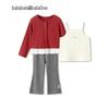 Balabala Girls' Long-Sleeve Three-Piece Set