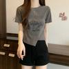 Women's New Summer Design Printed Round Neck Pullover Slim Versatile Top
